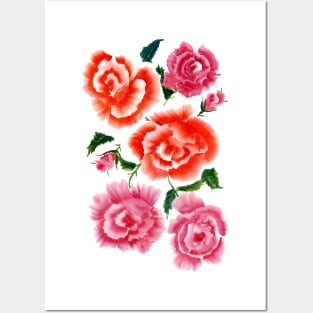 Bouquet of watercolor roses Posters and Art